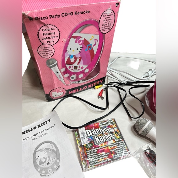 Hello Kitty Disco Party CD+G Disco Karaoke Machine Bundle with 2 song CD *works* - Picture 3 of 10